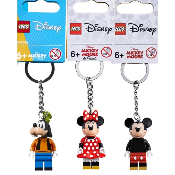 LEGO 853998 853999 Disney Mickey & Minnie Mouse Keychain  🖤  Disney Keychain Lot of 3 Key Rings Goofy, Mickey & Minnie Mouse NWT